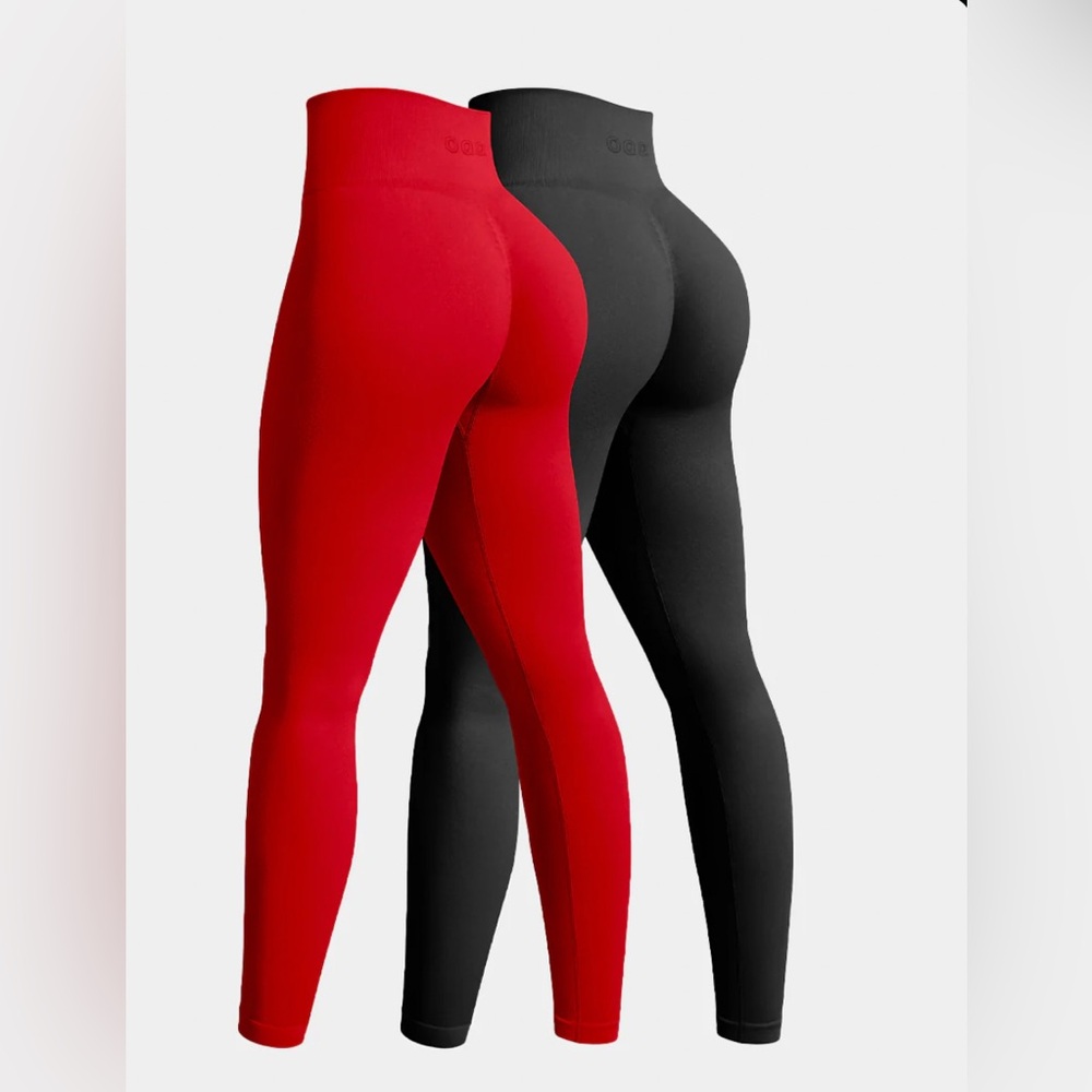 Brand New Seamless High-Waist Leggings - Red & Black